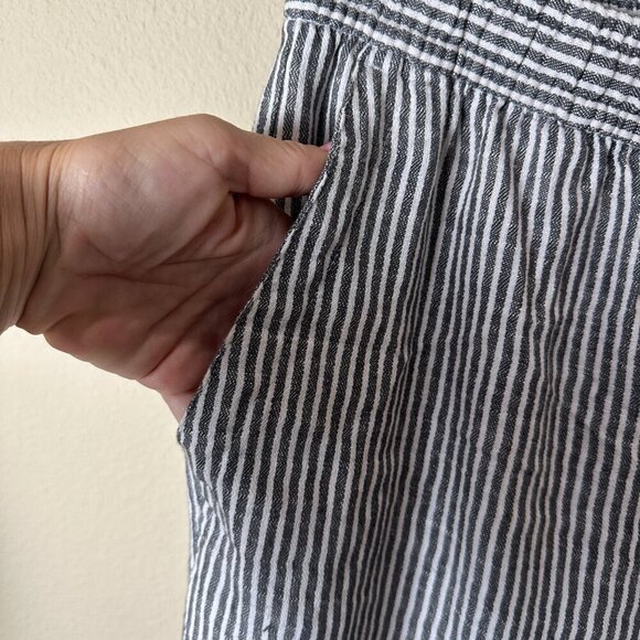 OLD NAVY Linen Drawstring Wide Leg Pants Trousers Striped Size Medium Petite - Picture 6 of 10
